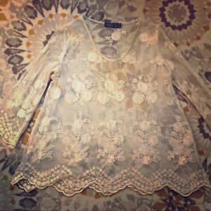 Large Lace Mesh Top with floral detail